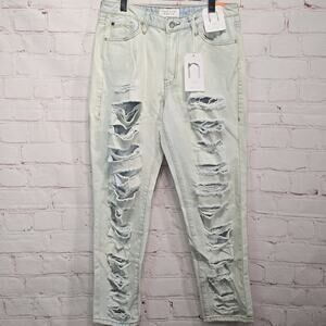 Nature Denim Kyler Mom Jeans Distressed Light Wash Womens Size 9 NWT